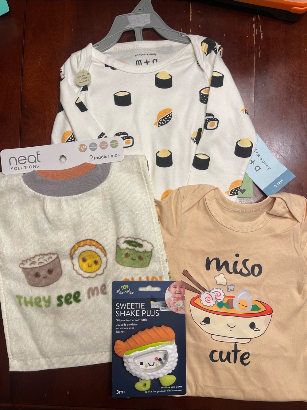 m+o Kids "Miso Cute" Tan and White Sushi Pajama Set
